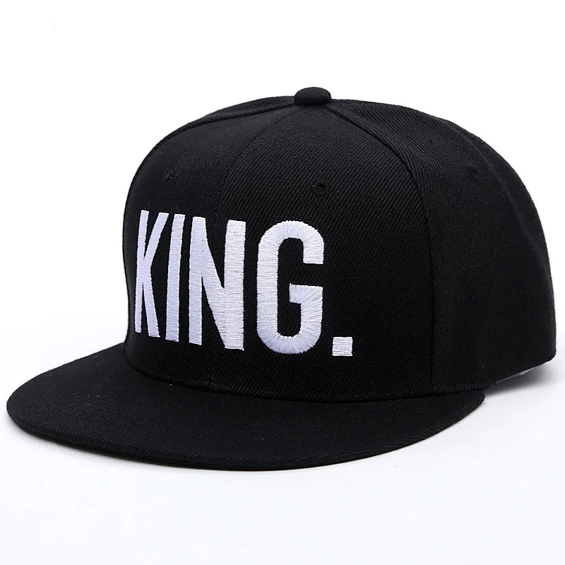 King Queen Baseball Cap Embroidery Letter Hip Hop Hat Casquette Men Women Dad Bone Summer Couple Lover Casual Snapback Caps - Цвет: KING flat