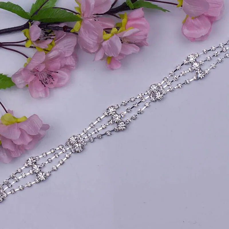 10Yards Silver Gold Sewing Rhinestone Trim Stones Crystals Chain DIY
