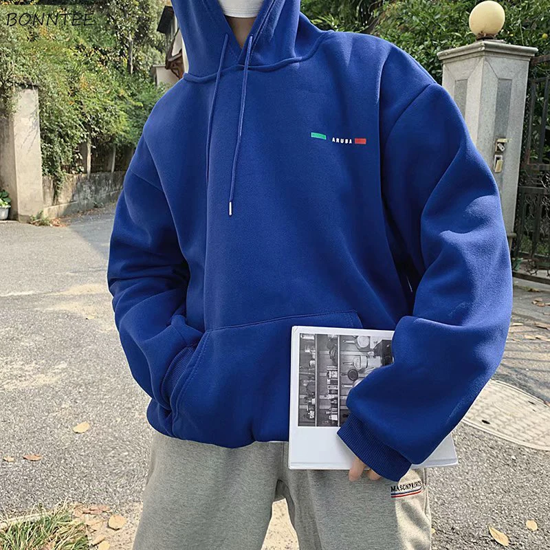 

Hoodies Men Soft Warm Loose Letter Printed All-match Korean Style Trendy High Quality Sweatshirts Mens Thicker Leisure Hoodie