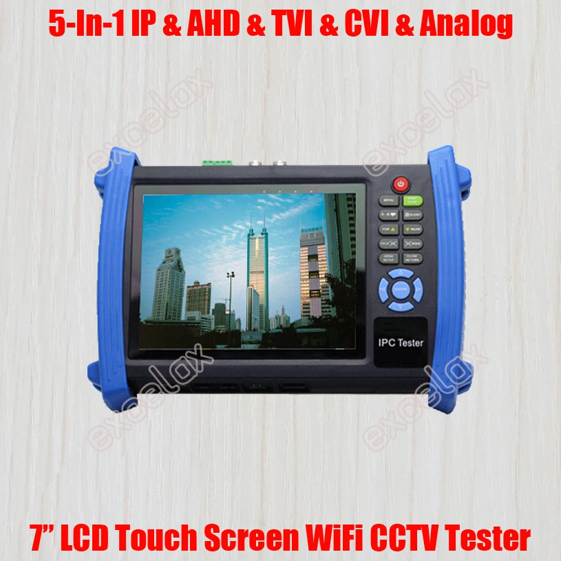 

5-In-1 IP AHD TVI CVI CVBS Analog Camera HD CCTV Tester 7" LCD Touch Screen WiFi Wireless ONVIF PoE TDR Optic Power Multimeter