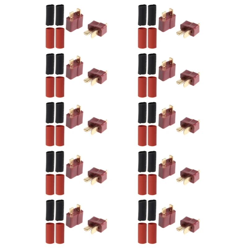 

10 Pairs Ultra T-Plug Connectors Deans Style Male Female with 20pcs Shrink Tube