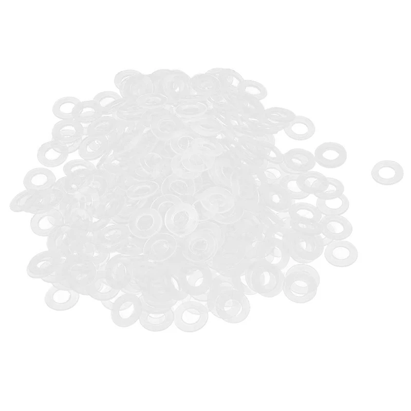 

200 pcs M3 x 6mm x 0.5mm plastic round flat washer seal ring clear Normally used to distribute loads of threaded studs, screws
