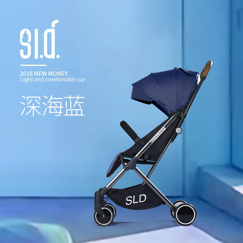 Детская коляска, может лежать, светильник, вес, складной, ультра-светильник, портативная, компактная, детская коляска, коляска для новорожденных - Цвет: blue