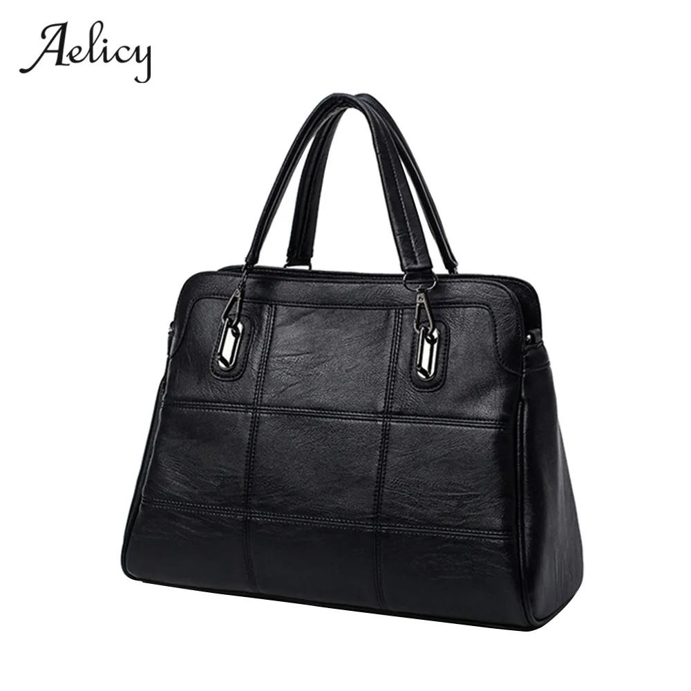 Aelicy Fashion Ladies Hand Bag Women's PU  Leather Handbag Black PU Leather Tote Bag  femininas Female Shoulder Bag D40