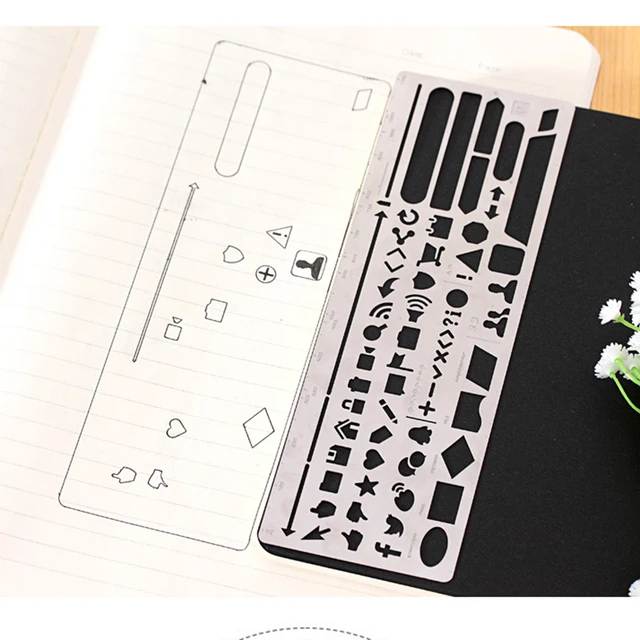 Creative Vintage Portable Stainless Steel Stencils Hollow Ruler Planner  Diary Notebook DIY Tool Drawing Template Gift
