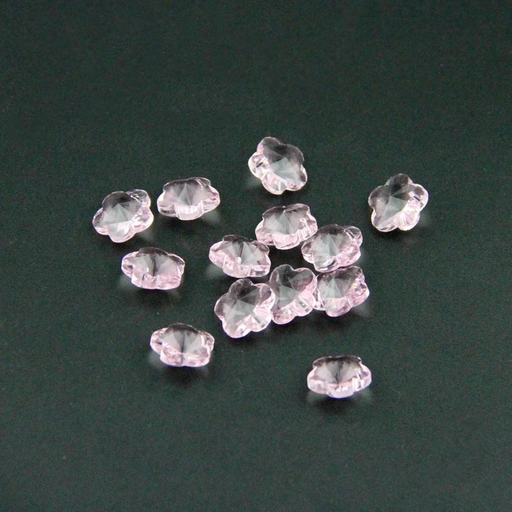 

50pcs/lot Pink Crystal Beads Flower In 1 Hole 14mm For Crystal Chandelier Pendants Home Decoration Jewelry Making