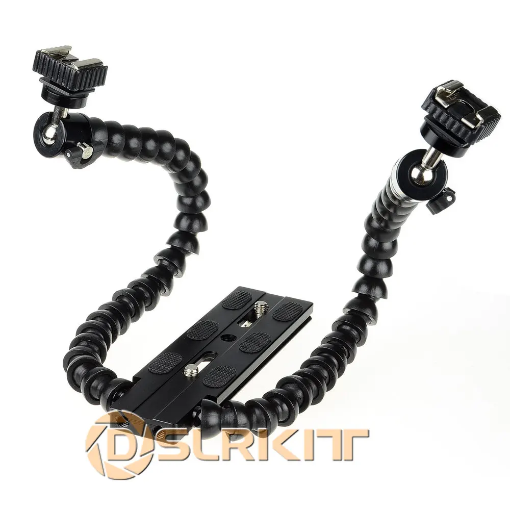 Flexible Dual arm Dual shoe Flash Bracket for MACRO SHOT for CANON NIKON PENTAX