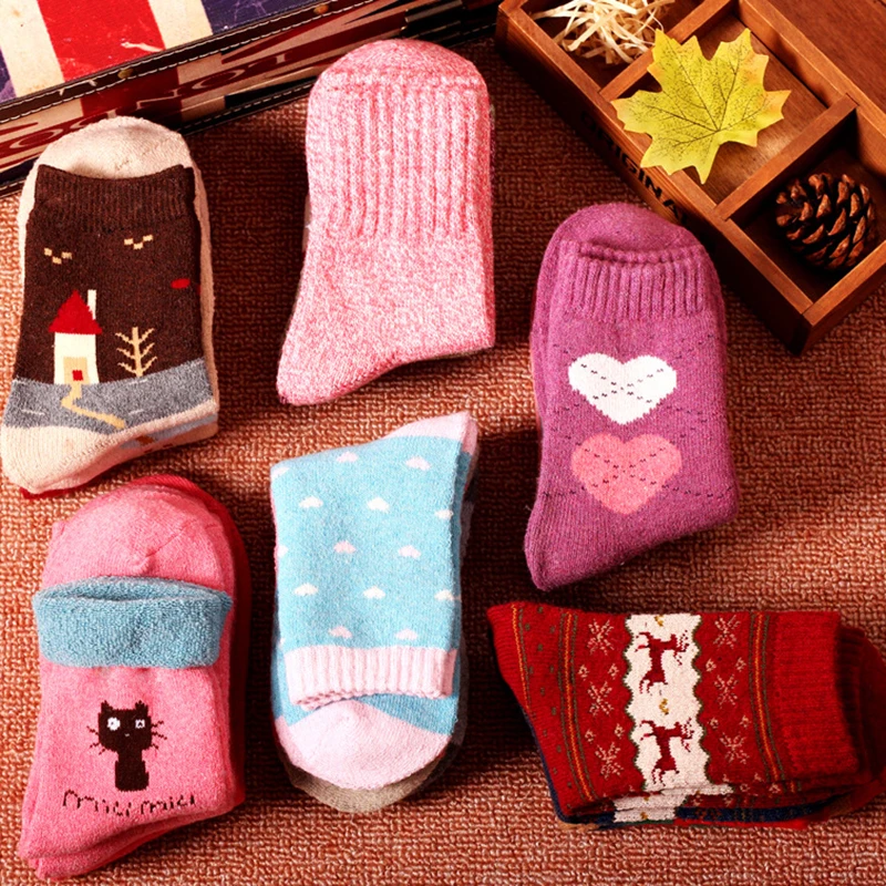 

5 Pairs/pack Winter Rabbit Hair Wool Cotton Socks Thick Warm For Women Cute Casual Collocation Animal Cartoon Tube Socks