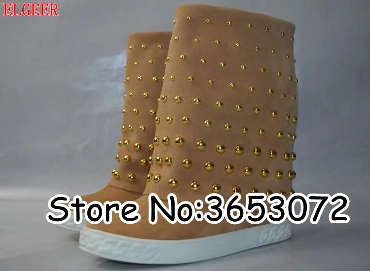 Automne Mode Dame Brun De Genou Goujons Style As Picture Daim Plate Rome Noir Embelli En Wedge Picture Haute Chaussures Longues forme Hiver Bottes The as CWdBQxroe