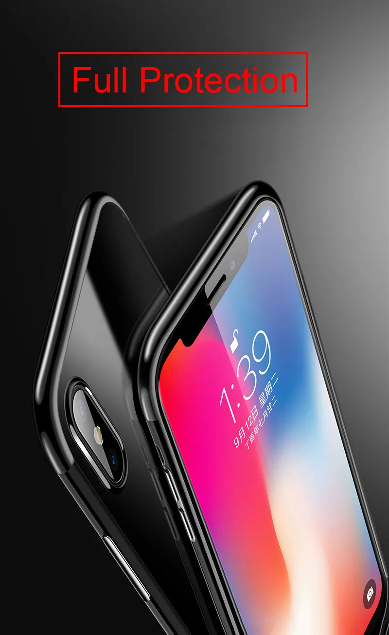 TOMKAS Luxury Case For iPhone X 10 Phone 7 8 6 Cases Transparent Cover Plating TPU Fitted Case For iPhone X 8 7 6 6S Plus (1)