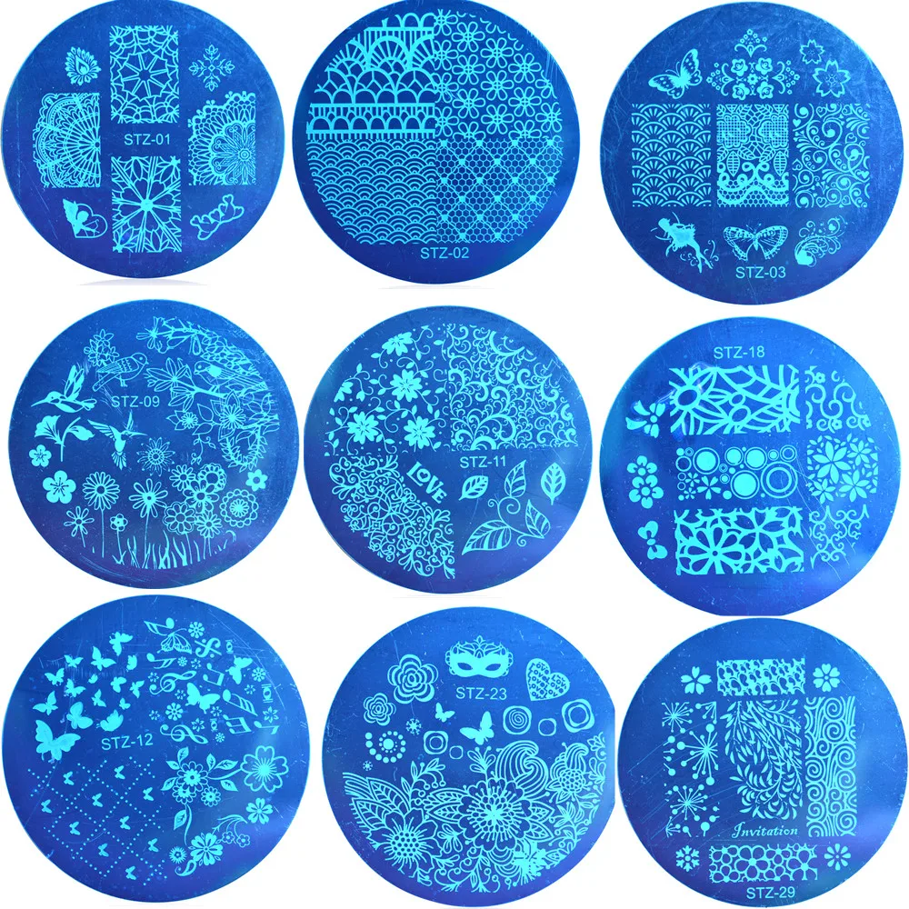 

10pcs/lot Beautiful Butterfly Flowers Lace Patterns Nail Art Stamp Template Image Plate Nail Stamp Plate JISTZA01-30