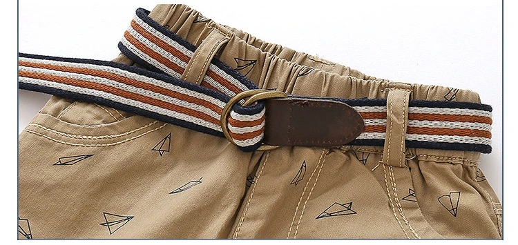 2018 Hot Summer Fashion 2-10 Years Children Kids Fly Paper Air Plane Print Pocket Above Knee Length Boys Short Pants With Belt (5)