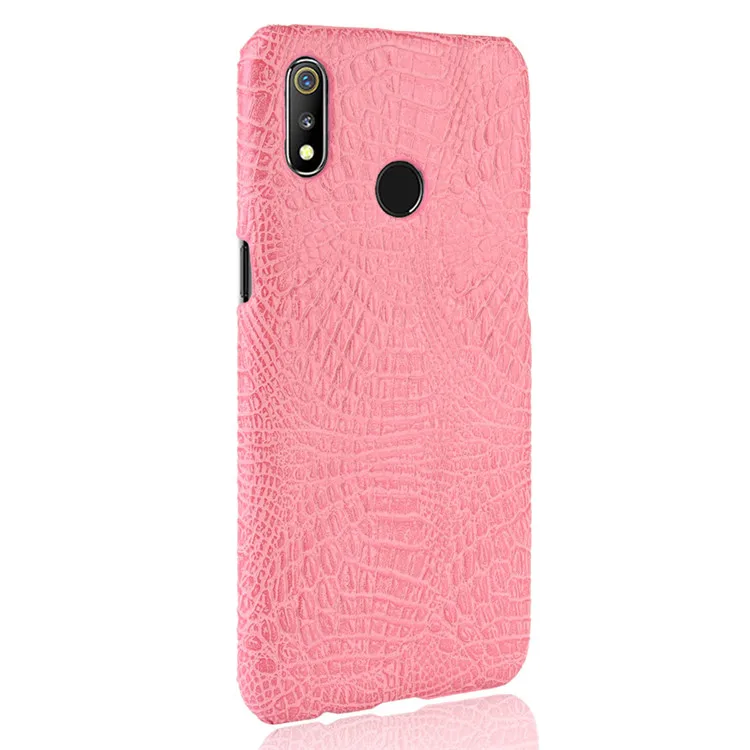 Realme 3 Чехол Oppo Realme3 ретро искусственная крокодиловая кожа жесткий защитный чехол для Oppo Realme 3 телефон плотный чехол - Цвет: pink