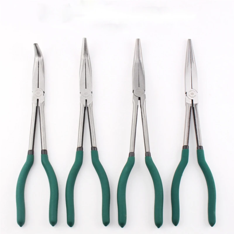 

11" 285mm Chrome Vanadium Multi-functional Long Handle Reach Circle Nose Pliers Plug Puller for Auto Repair Hardware Handle Tool