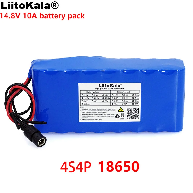 

LiitoKala 14.8V 10Ah 18650 li-iom battery pack night fishing lamp heater miner's lamp amplifier battery with BMS 16.8V