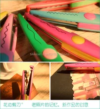 Laciness Scissors Metal and Plastic DIY Scrapbooking Photo Colors Scissors Paper Lace Diary Decoration with 6 Patterns