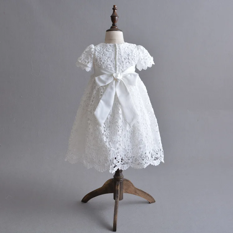 Платье принцессы для новорожденных девочек, детские белые костюмы на день рождения для маленьких девочек, Милая Кружевная одежда для свадьбы