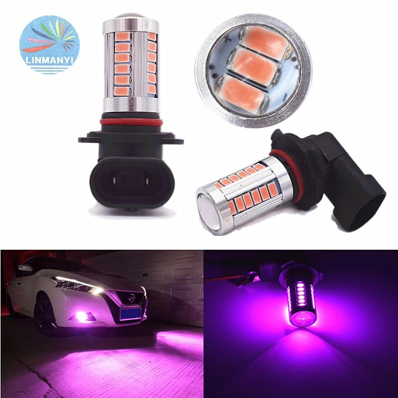 2x розовый фиолетовый 9006 9012 HB4 33SMD 5630 Автомобильные светодиодные противотуманные