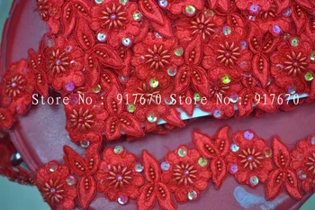 

Embroidered Net Lace Trim Ribbon Red/Blue/Purple Color french lace trim, beaded lace trim