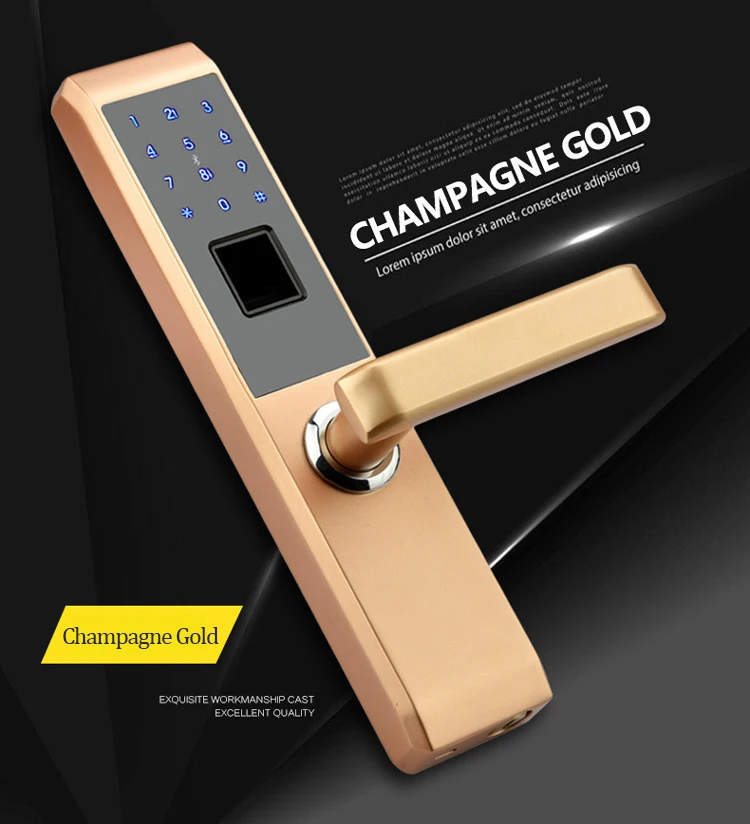 Lachco 2019 Biométrico Eletrônico Fechadura da Porta de Impressão Digital Inteligente, Código, Cartão, Chave Touch Screen Digital Password Lock para Casa L18008s 10 Trava elétrica