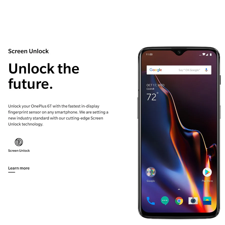Глобальная версия Oneplus 6T 8 ГБ 128 в дисплее сканер отпечатка пальца Snapdragon 845 полный