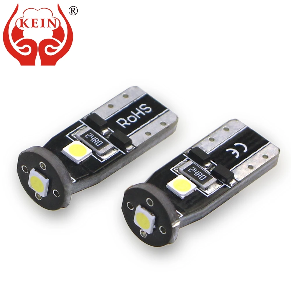 

KEIN 6PCS w5w t10 led bulb 3030 3smd Nonpolarity led car auto license plate side wedge interior light lamp 12V car styling white