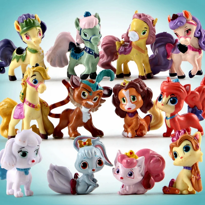 

12pcs/lot 5CM LPS Palace Pets PVC Action Figures Disny Princess Little Pet Shop Cats Dogs Figurines Kids Toys for Boys Girls