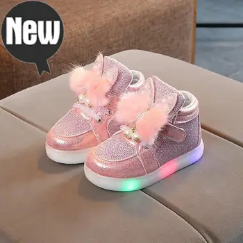 

Children Casual Shoes Infant Baby kid shoes Cloth Summer children shoes kid sneakers Girls Rabbit LED Luminous