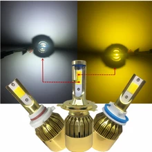 YHKOMS H4 LED Car LED Headlight H7 H8 H9 H11 H1 H3 H27 880 881 HB3 9005 HB4 9006 9012 Dual Double Color LED Light 3000K 6000K