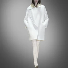 Акция, однотонные кашемировые пальто с карманами и широкой талией в стиле Баян Кабан, стиль, длинное Свободное пальто