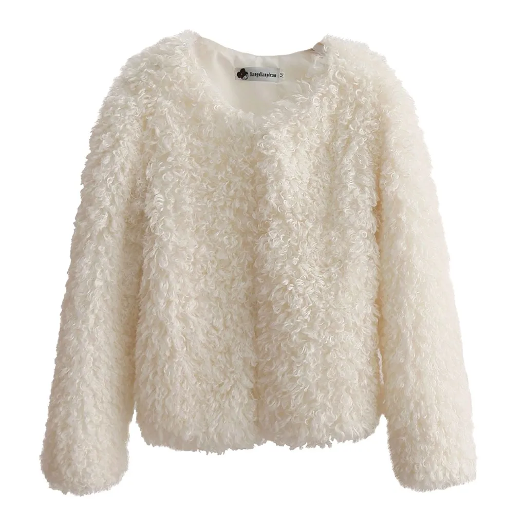 Women Jacket Faux Fur Thick Winter Warm Long Sleeve Windbreaker Casual Overcoat Casaco Feminino Girls Coats Plus Size 19Jul