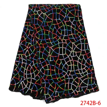 

2019 Hot Sale Luxury African Embroidery Velvet Lace Dress Fabric Wedding Dress Bridal Lace Fabrics QF2742B-6