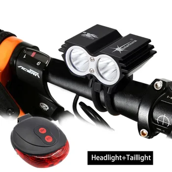 

1600 LM 2 LED lamp beads Bicycle Led Light Waterproof Power Bank Bicycle Accessories 18650 Battery Pack Taillight Headband