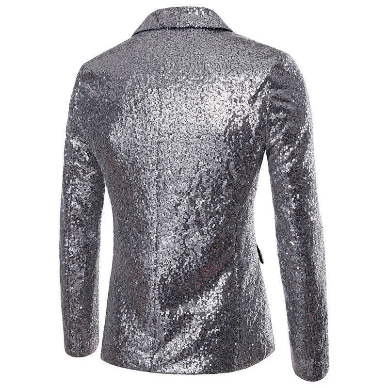 New Men Sequin Coat Rock Elegant Long Sleeve Blazer Modern Formal Suit Fashion Jacket Spring Autumn Workwear Outerwear Tuxedo