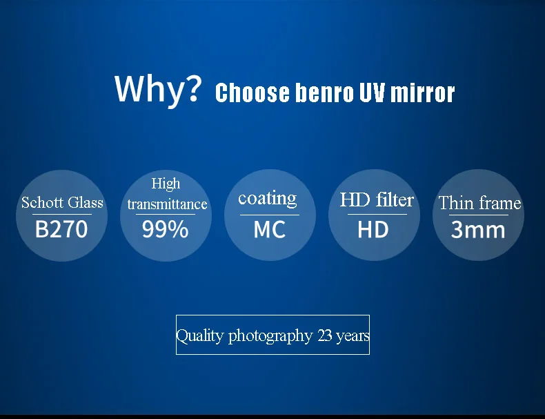 Benro SLR Камера 37/39/40,5/43/46/49/52/55/58/62/67/72/77/82/95/105 мм SHD УФ HD ULCA с алюминиевой рамкой и многослойным покрытием