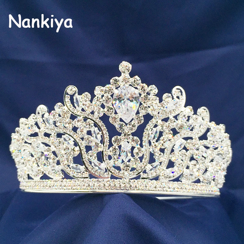 

Nankiya Luxury Wedding Bridal Copper Crown Baroque Styles High Quality Crystal Zirconia Tiara Queen Crown Party Headband NT3756