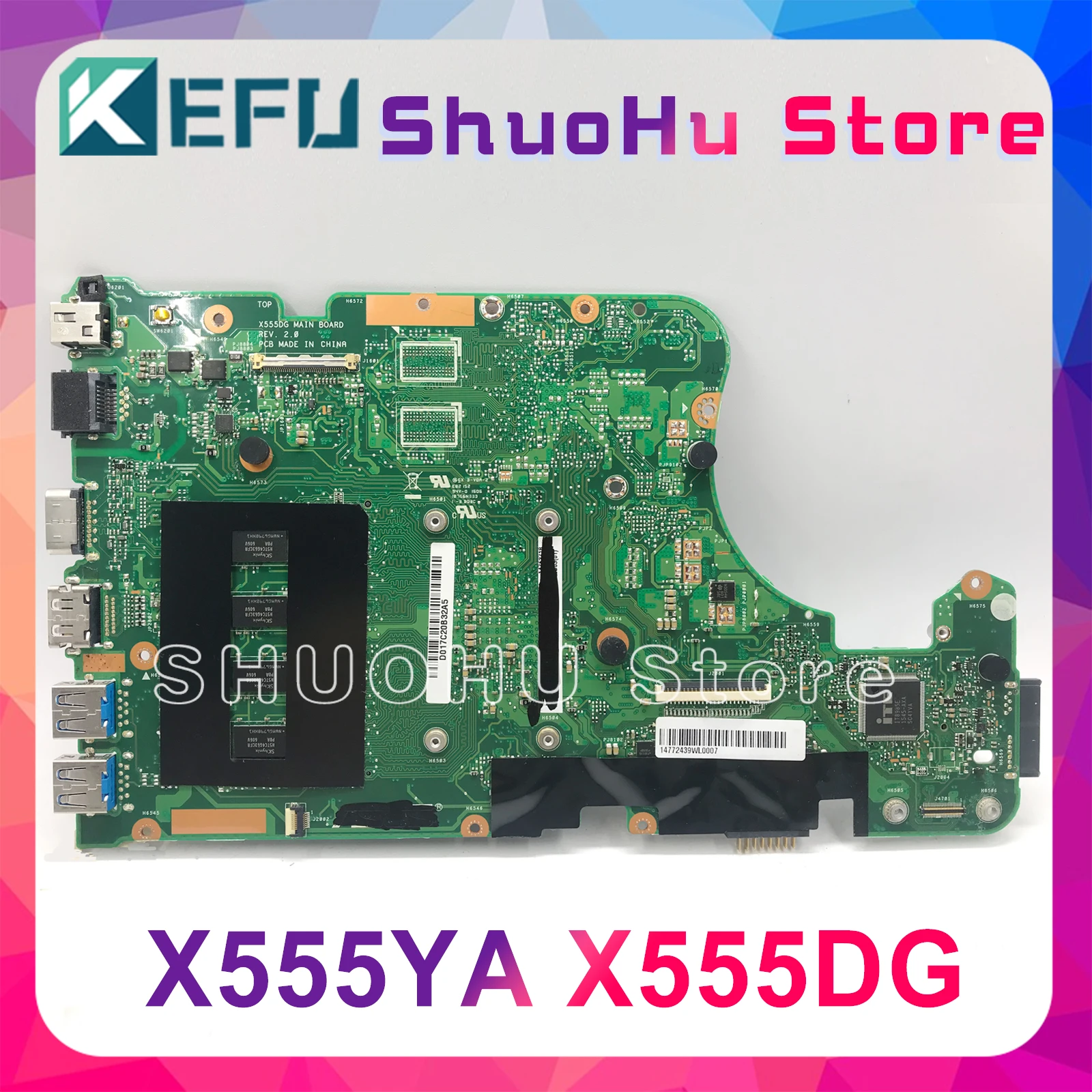 Kefu X555DG материнская плата для ноутбука ASUS X555YI X555YA X555D A555DG X555QG X555Y Материнская плата ноутбука E1-7010 4 Гб REV2.0 Тесты работы