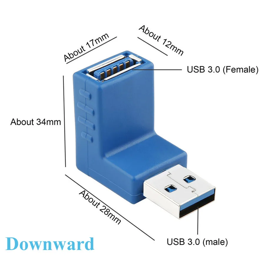 USB 3,0 удлинитель 90 градусов USB 3,0 удлинитель Кабель-адаптер Мужской AM-Female AF Удлинительный разъем вверх вниз дизайн для портативных ПК