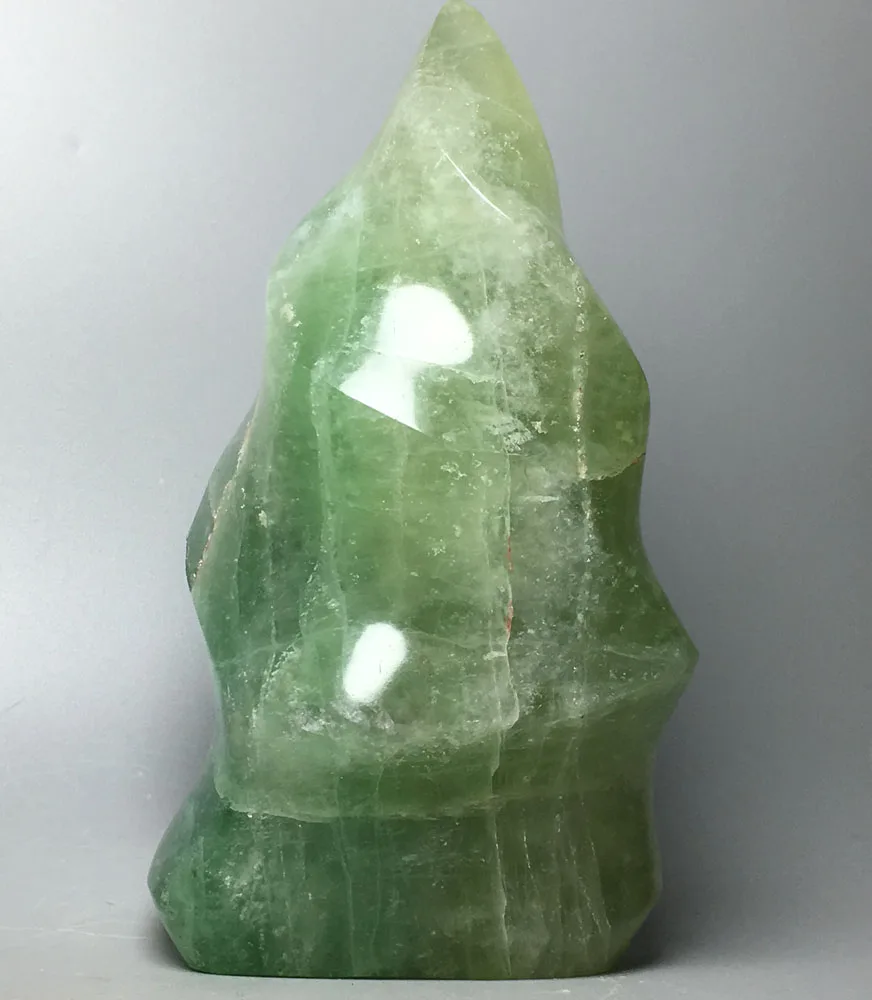 

423g FLUORITE FLAME! NATURAL GREEN FLUORITE FLAME PROFILE CRYSTAL buddha incense burner