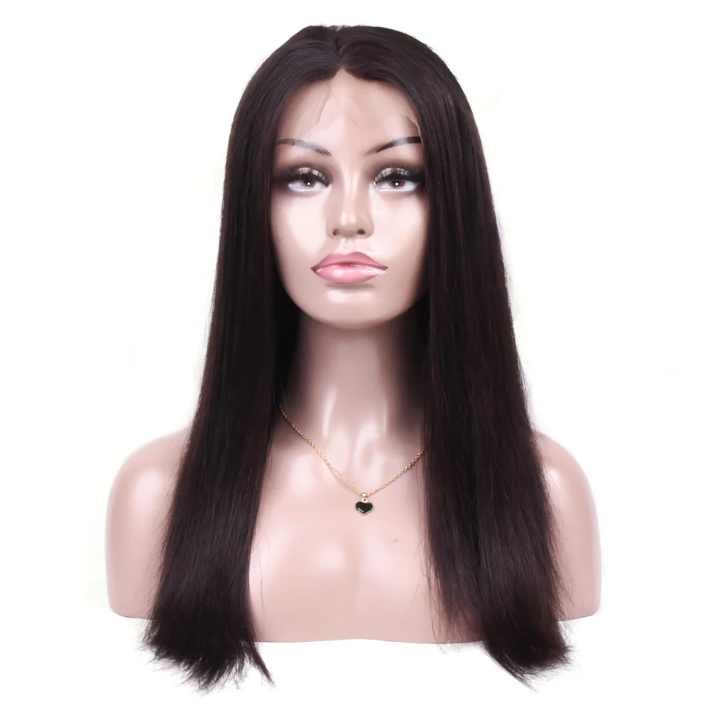 MQYQ Indian Lace Human Hair Wigs Natural 360 Lace Frontal Wig Straight