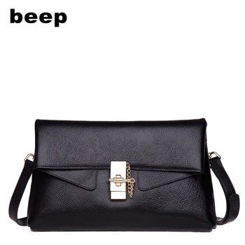 

Beep 2018 leather ladies shoulder bag Classic wild cross pattern commuter bag hit the color Crossbody bag