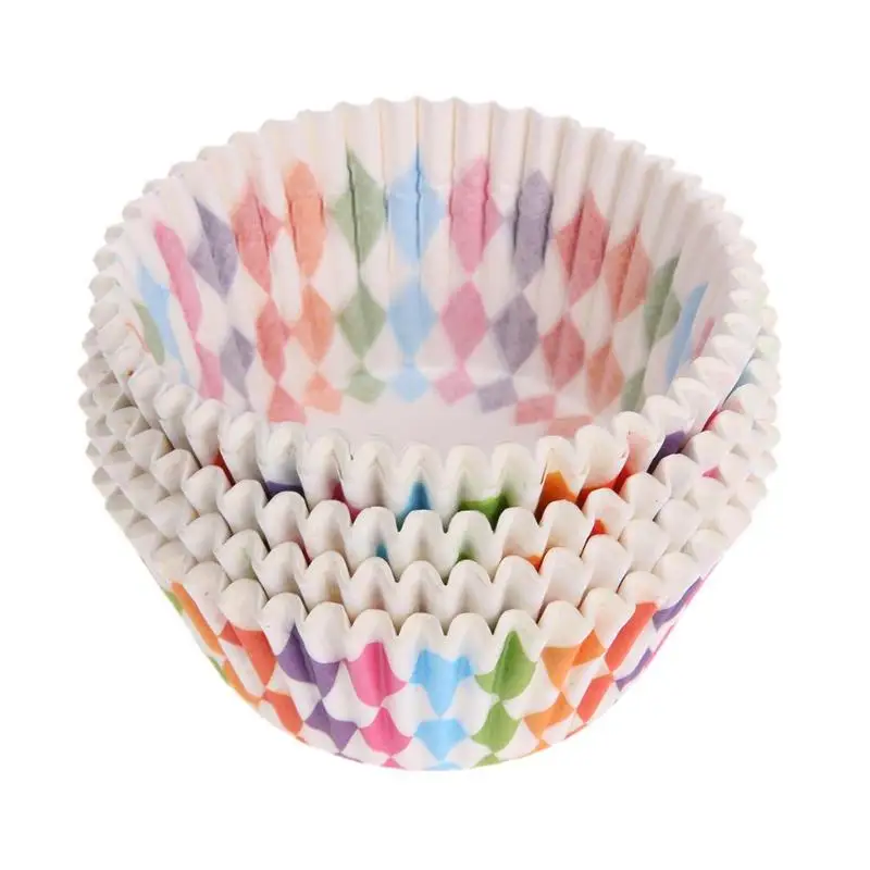 

100 pcs Rainbow Color Cupcake Liner Cupcake Paper Baking Cup Muffin Cases Cake Mold Small Cake box Cup Tray Decorating Tools