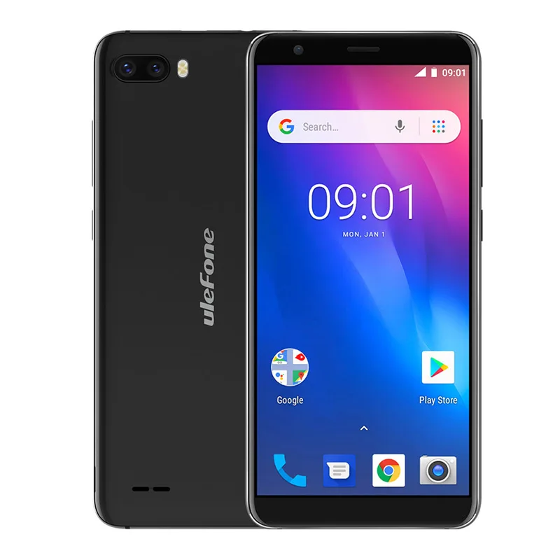 Ulefone S1 Мобильный телефон Android 8,1 5,5 дюймов 18:9 MTK6580 четырехъядерный 1 ГБ ОЗУ 8 Гб ПЗУ 8МП+ 5Мп задняя двойная камера 3g смартфон - Цвет: Black Standard