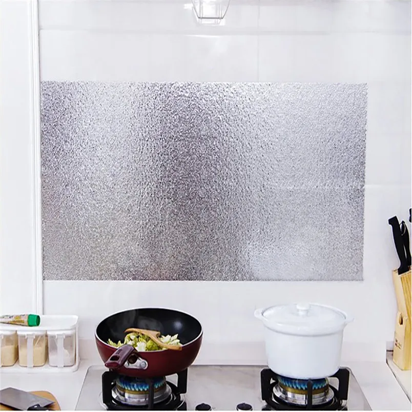 Kitchen Wall Sticker DIY Waterproof Oil Proof Aluminum Foil Self