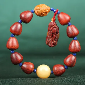 

lobular red sandalwood factory for derivative blasting with old material gold along the water droplets bead lap hand string