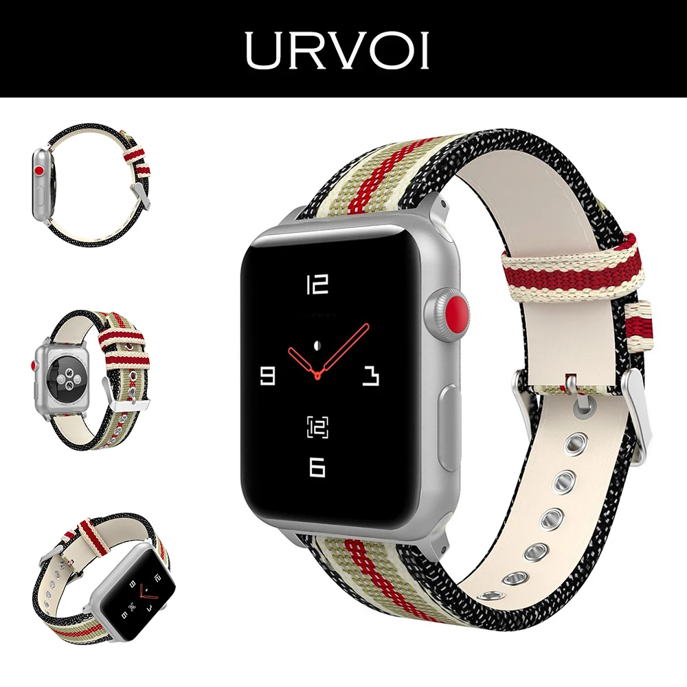 

URVOI Canvas band for apple watch series 4 3 2 1 durable strap for iwatch comfortable feel colorful Italian look pattern 38 42mm