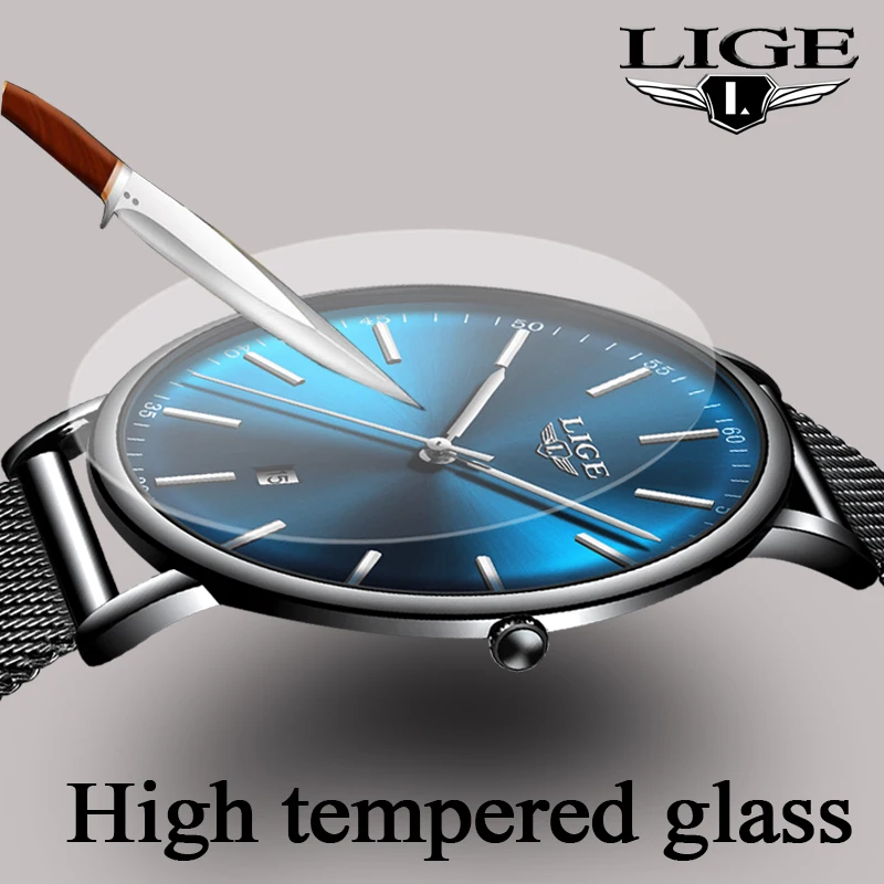 LIGE Для мужчин s часы лучший бренд класса люкс Для мужчин Повседневное спортивные часы Нержавеющая сталь Водонепроницаемый часы наручные