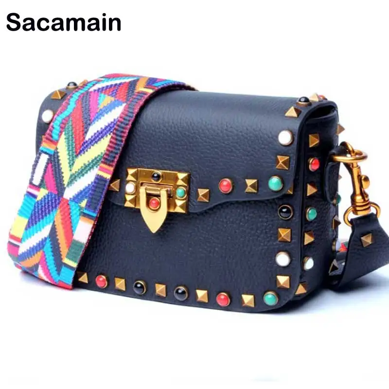 

Sacamain Brand River Vintage Crossbody Bag Women Messenger Bag Soft Cow Genuine Leather Luxury Designer With Nice Wide Strap Bag