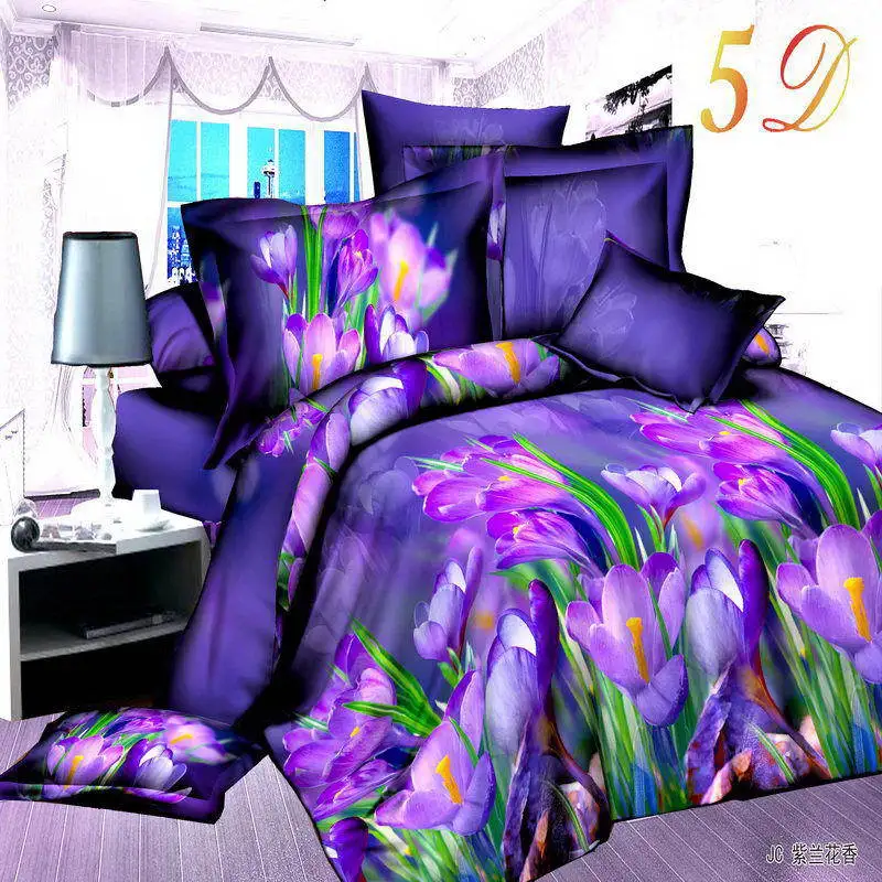 Домашний текстиль, стиль цветы осанки 3D постельные принадлежности, 4 шт. пододеяльника простыня наволочка, постельное белье, размер королевы