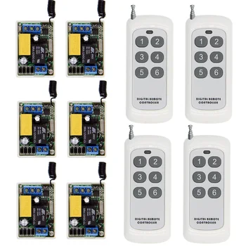 

500m Mini Size 220V 1CH 1CH 10A Wireless Remote Control Switch Relay 6X Receiver +6CH Transmitter System ,315 / 433 Toggle